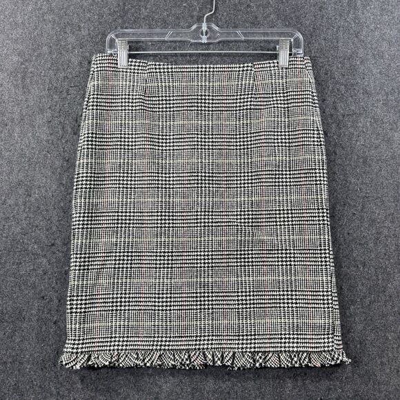Trina Turk Skirt Women's 2 Black Multicolor Herringbone Tweed Pencil Wool Blend - Picture 1 of 7